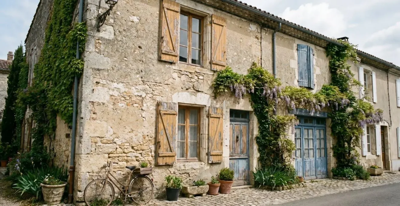 Façade d'une maison ancienne nécessitant des travaux de rénovation, vue depuis la rue